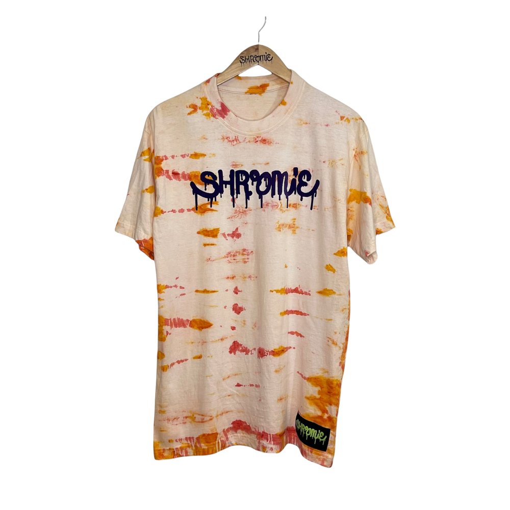 Shroomie Logo Tee - Orange/Red Tie-Dye